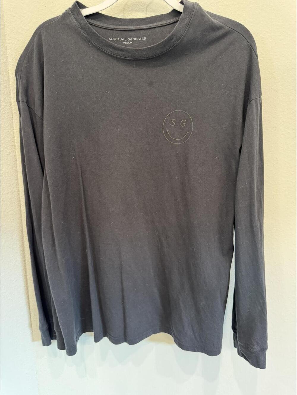 Spiritual Gangster Black Long Sleeve T-Shirt with Smiley Logo